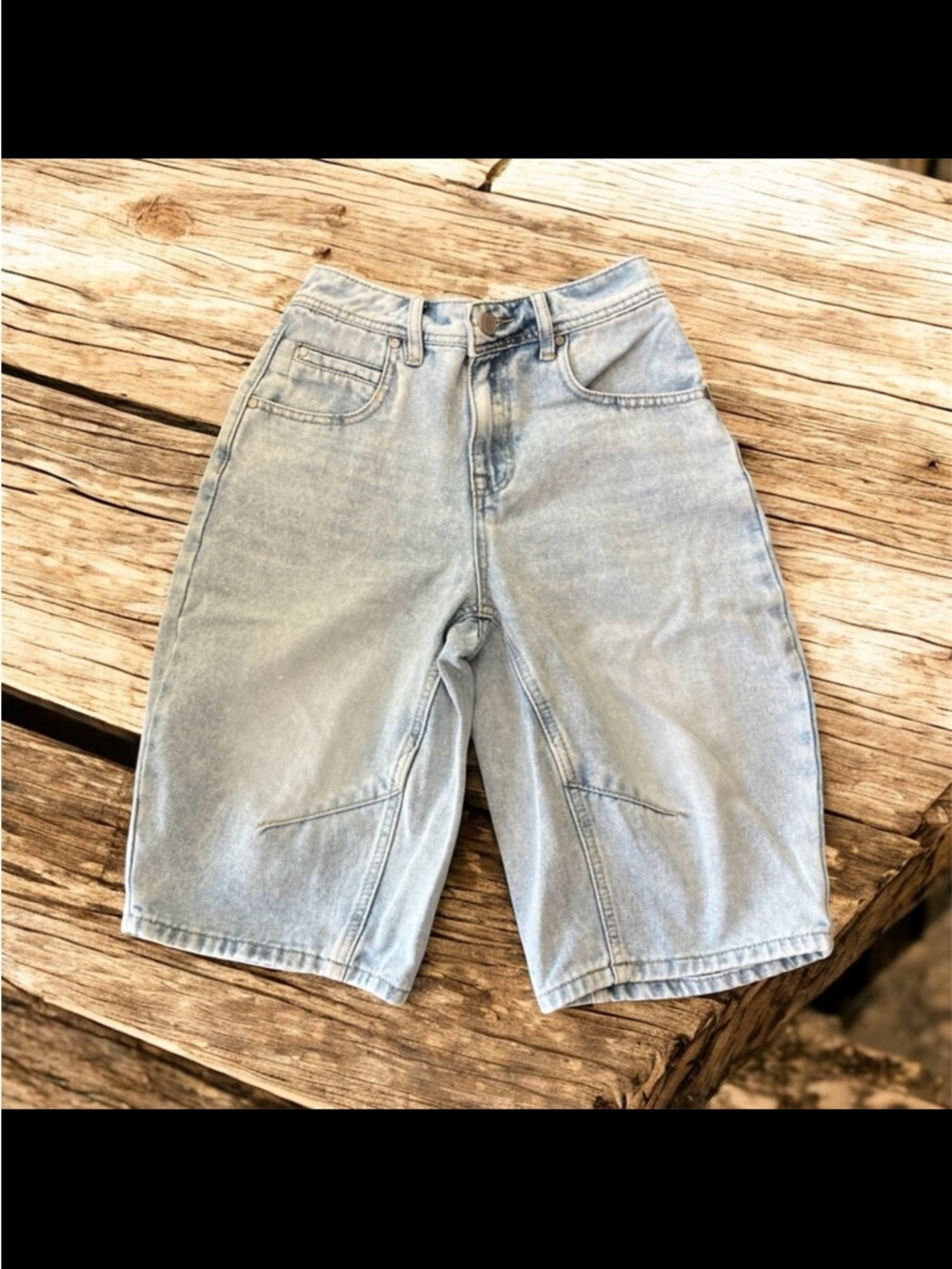 Rise Supply Co. High-Rise Baggy Long Denim Jean Shorts Jorts Light Wash Size 3